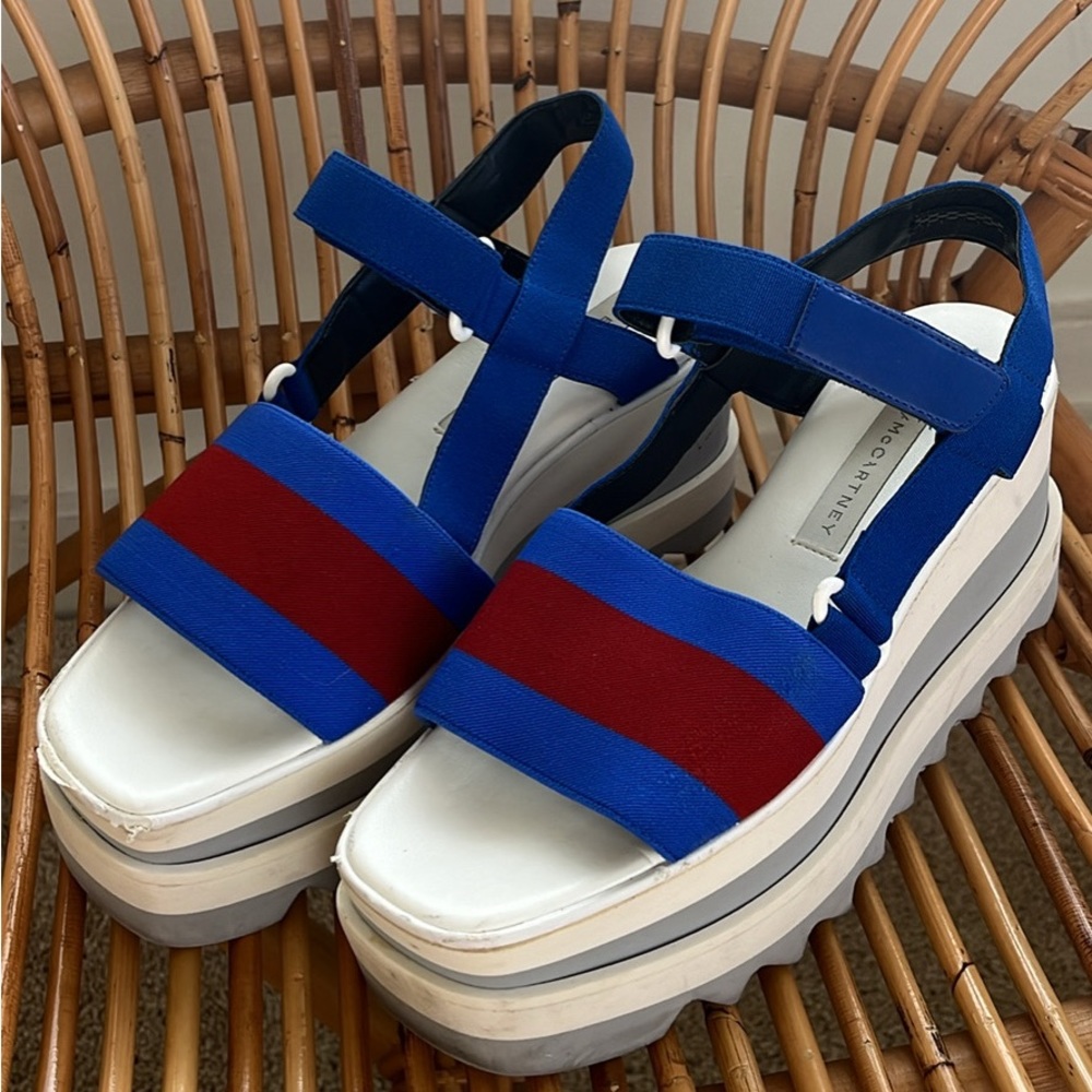 Stella Mccartney Womens Striped Platform Strap Sandals